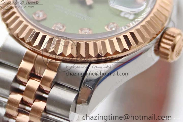 0511 Lady DateJust 28 SS RG TWF 1:1 Best Edition Green Dial Diamonds Markers on Jubilee Bracelet NH Trendsetting 2130